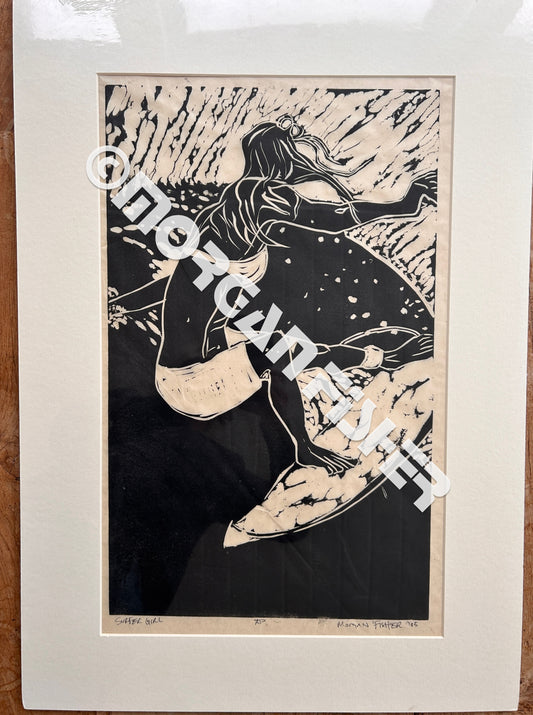 SURFER GIRL| AP  | BLK | MATTED LINOCUT