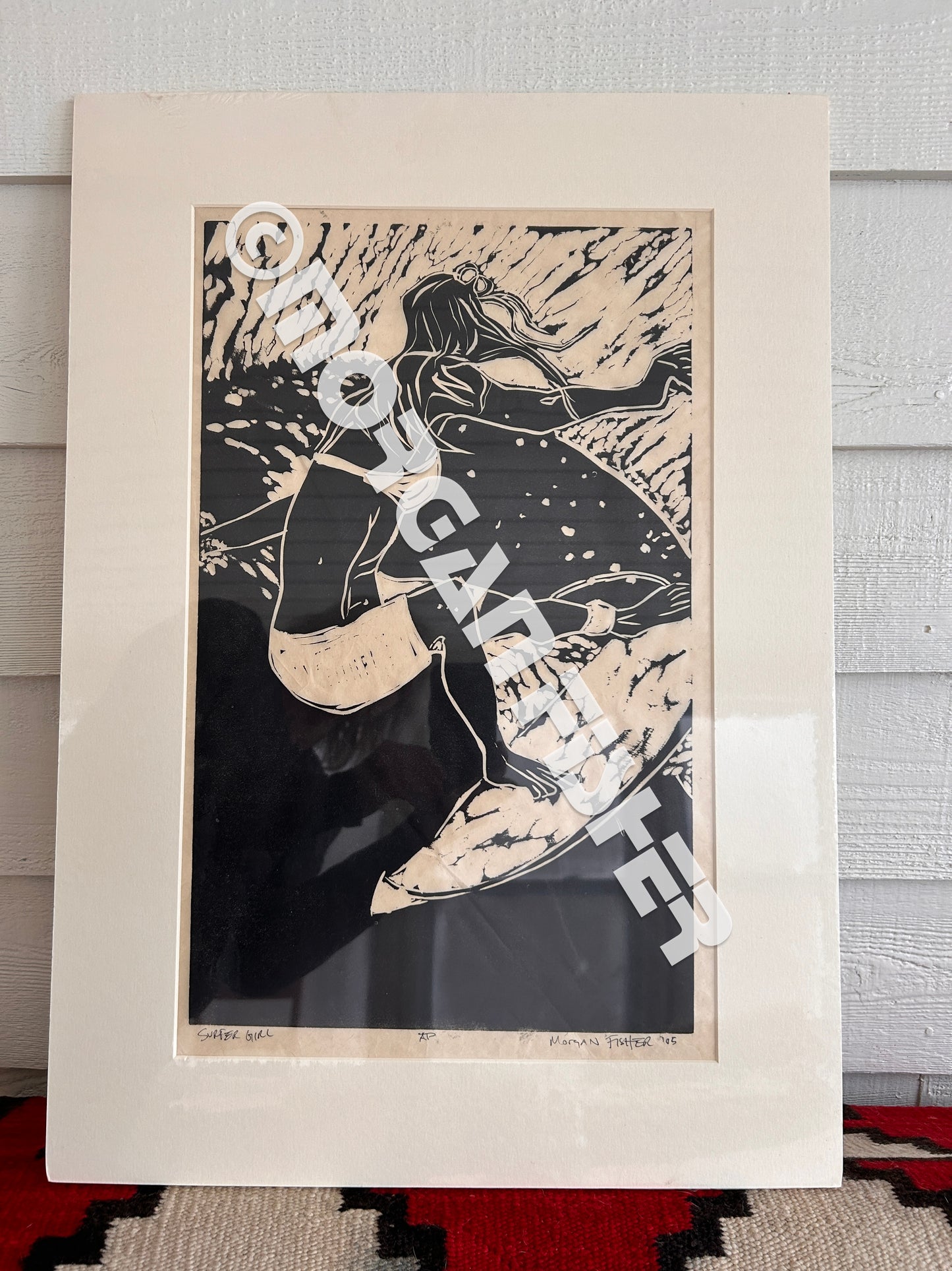 SURFER GIRL| AP | BLK | MATTED LINOCUT