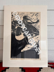 SURFER GIRL| AP | BLK | MATTED LINOCUT