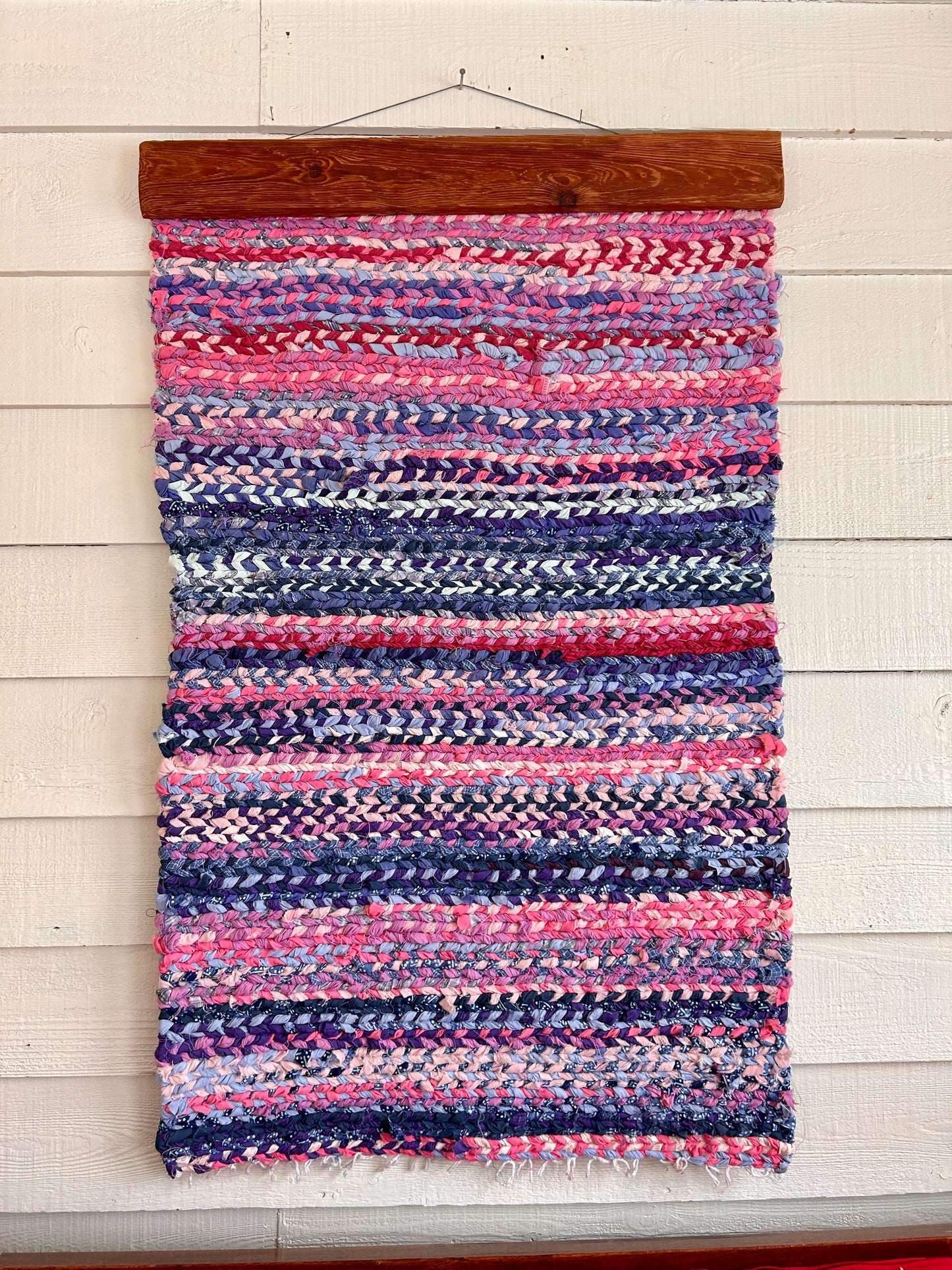 PINK SUNSET | HAND WOVEN | RAG RUG WALL HANGING