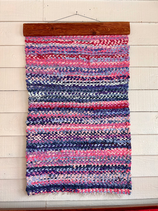 PINK SUNSET |  HAND WOVEN | RAG RUG WALL HANGING