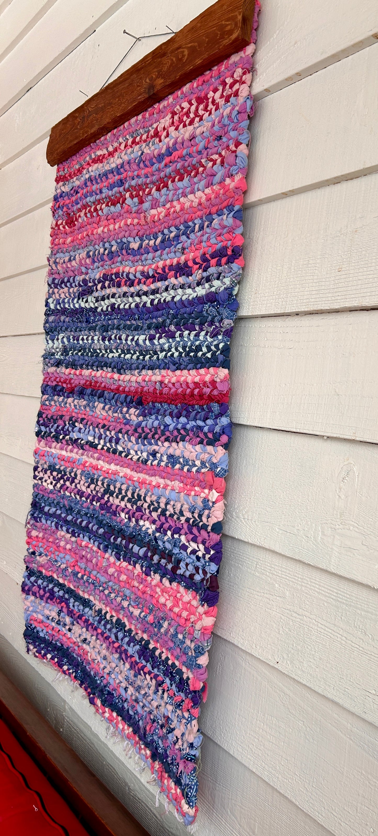 PINK SUNSET | HAND WOVEN | RAG RUG WALL HANGING
