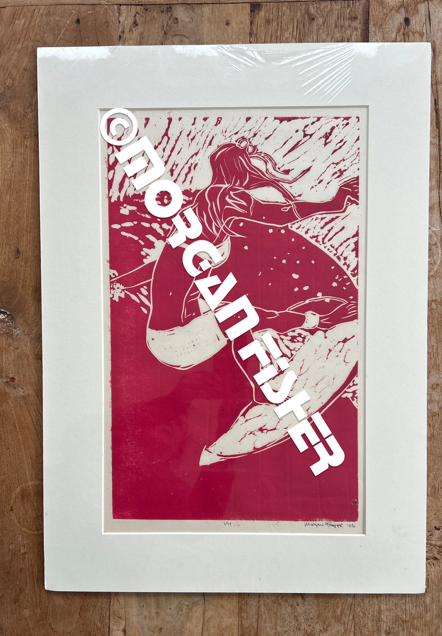 SURFER GIRL 1/4 | RED | MATTED LINOCUT