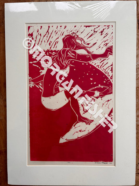SURFER GIRL 1/4 | RED  | MATTED LINOCUT