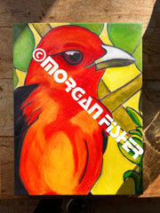 TANAGER IN LEAVES 2 | CANVAS GICLEE | 12 x 16