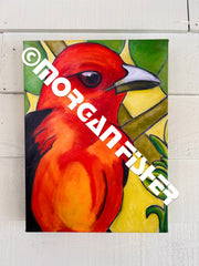 TANAGER IN LEAVES 2 | CANVAS GICLEE | 12 x 16