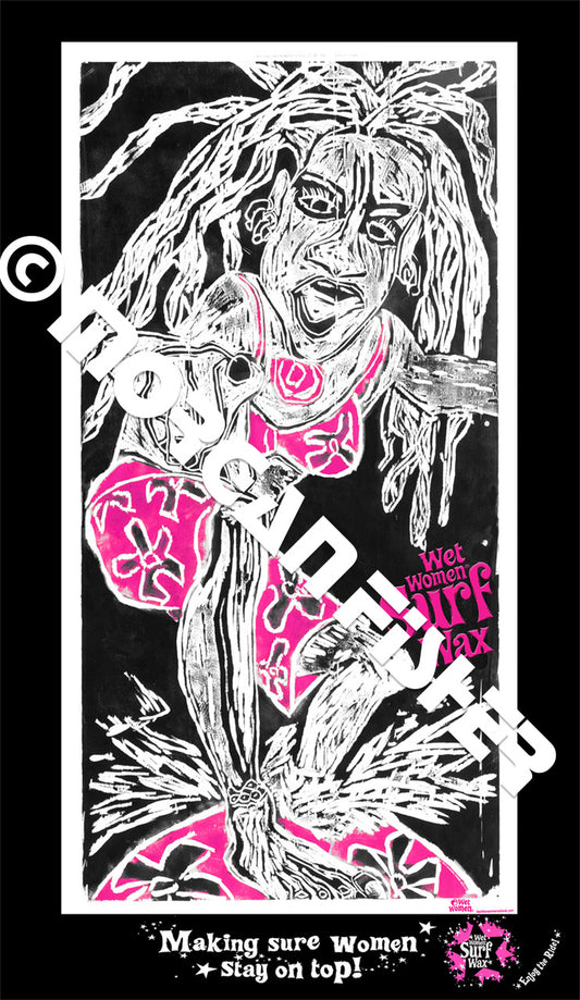 LOCAL WET WOMAN |  Wet Women Surf Wax | Paper Giclee | Framed