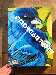 INDIGO BUNTINGS | CANVAS GICLEE | 12 x 16