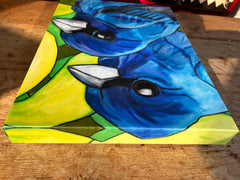 INDIGO BUNTINGS | CANVAS GICLEE | 12 x 16