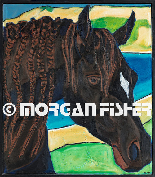 ISLAND HORSE and DUNES | FRAMED PAINTING