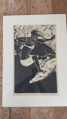 SURFER GIRL| AP | BLK | MATTED LINOCUT