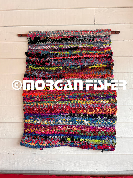 SUNSET FLARE | HAND WOVEN | RAG RUG WALL HANGING