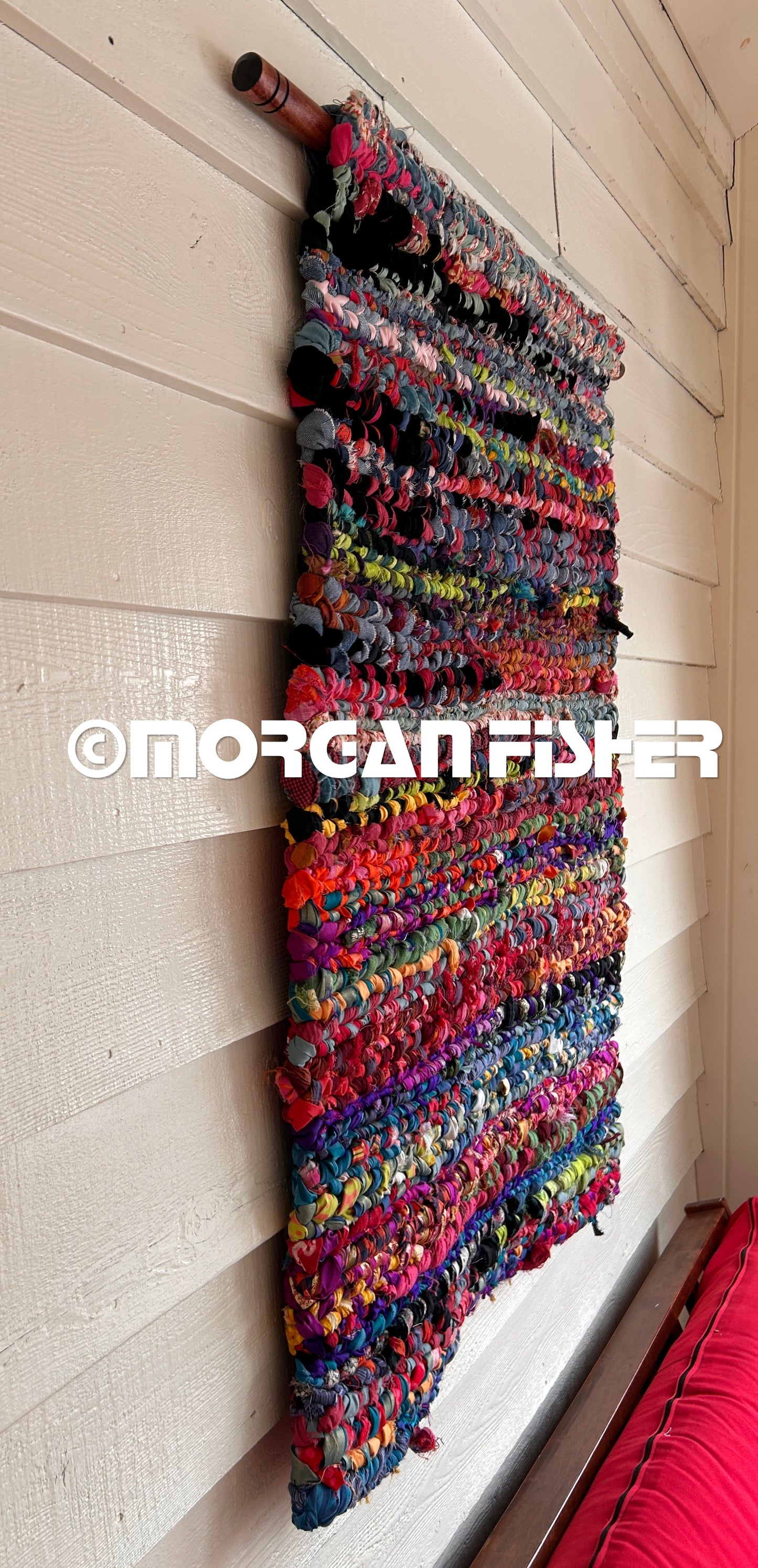 SUNSET FLARE | HAND WOVEN | RAG RUG WALL HANGING