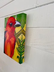 TANAGER IN LEAVES 2 | CANVAS GICLEE | 12 x 16