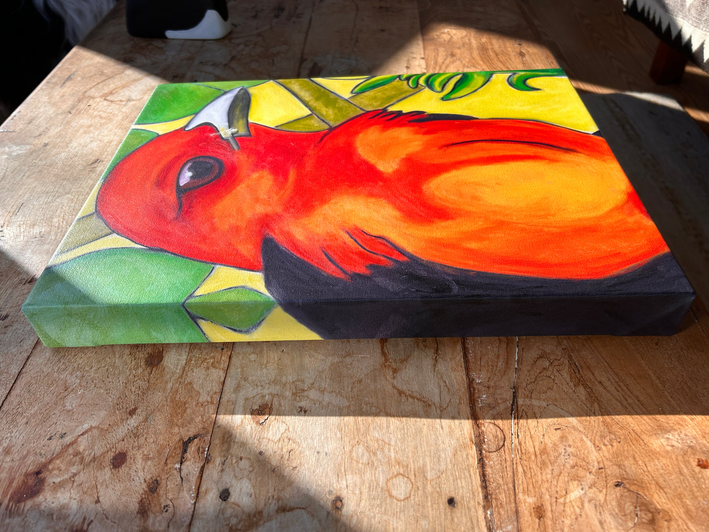 TANAGER IN LEAVES 2 | CANVAS GICLEE | 12 x 16