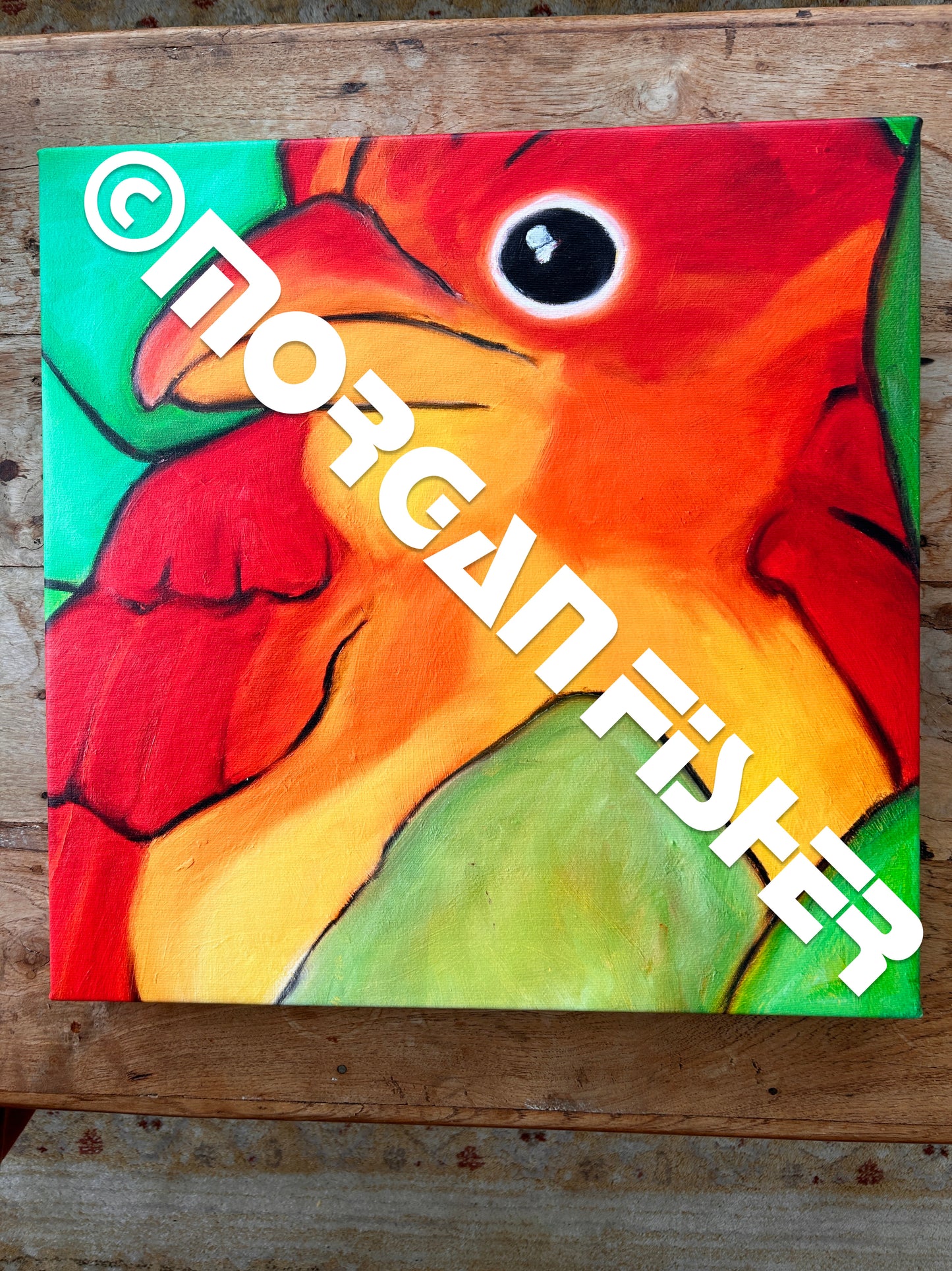 TANAGER IN LEAVES 1 | CANVAS GICLEE | 18 x 18
