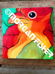 TANAGER IN LEAVES 1 | CANVAS GICLEE | 18 x 18