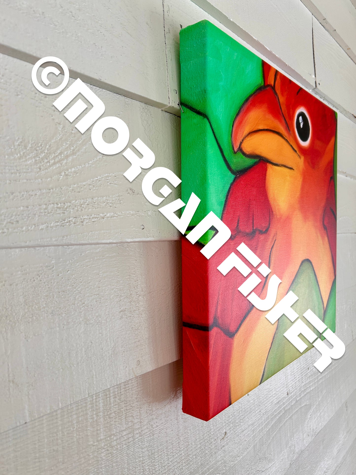 TANAGER IN LEAVES 1 | CANVAS GICLEE | 18 x 18