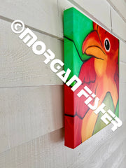TANAGER IN LEAVES 1 | CANVAS GICLEE | 18 x 18