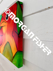 TANAGER IN LEAVES 1 | CANVAS GICLEE | 18 x 18
