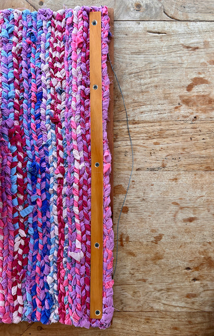 PINK SUNSET- HAND WOVEN, RAG RUG WALL HANGING