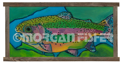 TROUT- MIXED MEDIA, PAINTING- FRAMED