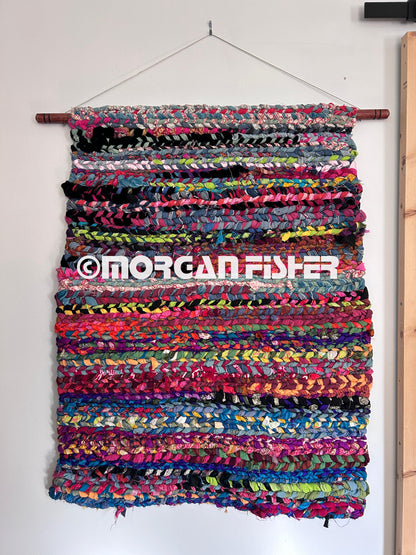 SUNSET FLARE-HAND WOVEN, RAG RUG WALL HANGING