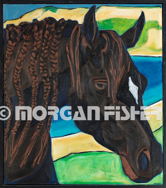 ISLAND HORSE and DUNES- CANVAS GICLEE 14x16