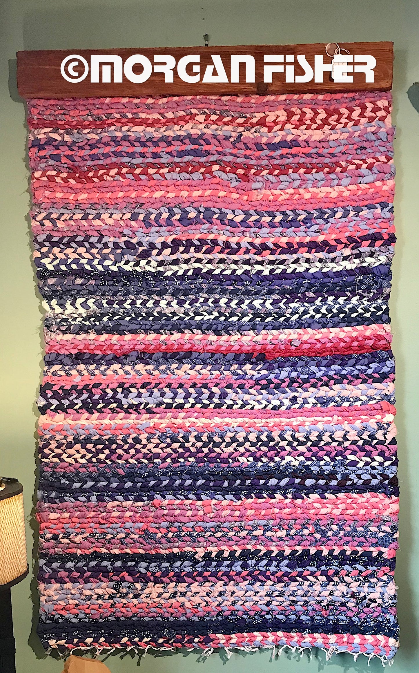 PINK SUNSET- HAND WOVEN, RAG RUG WALL HANGING