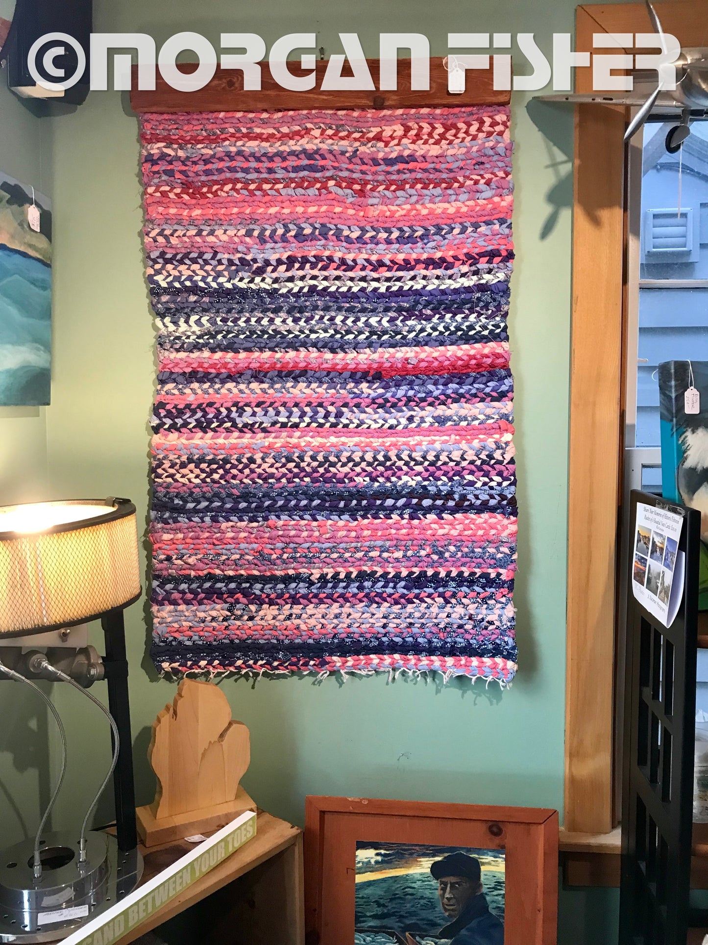 PINK SUNSET- HAND WOVEN, RAG RUG WALL HANGING